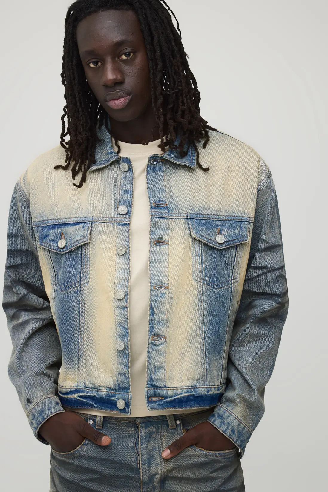 Extreme Washed Bleached Boxy Denim Jacket