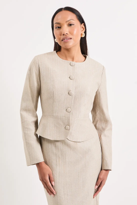 Stripe Button Jacket Coord